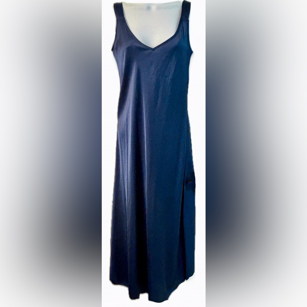 Classic Navy Satin Slip Dress